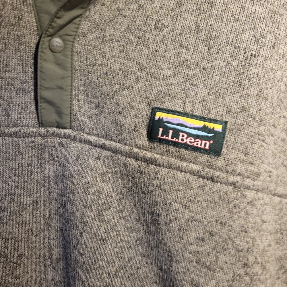 Ll Bean Green Button-Up Pullover - image 3